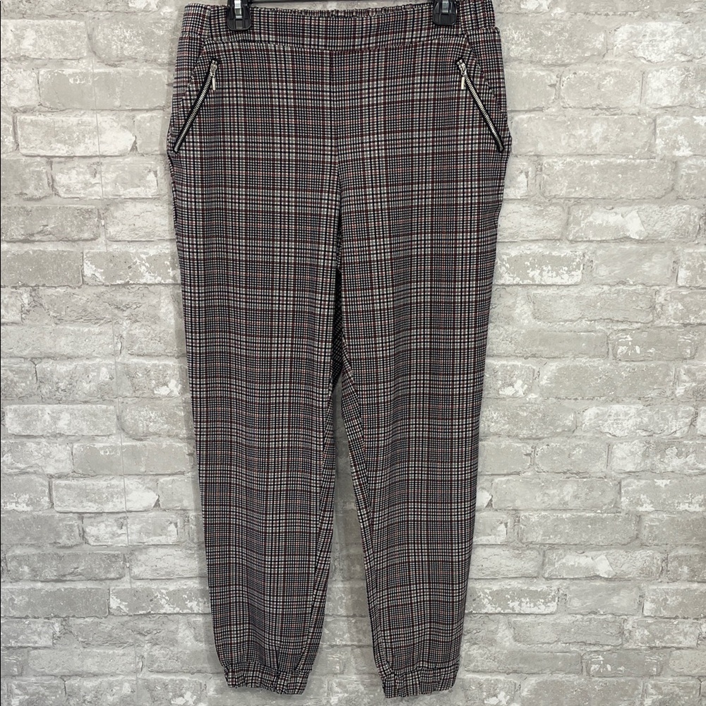 Maurices Women's Plaid Jogger Pants - Black and Gray